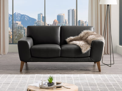black Faux Leather Loveseat London collection lifestyle scene by CorLiving#color_black