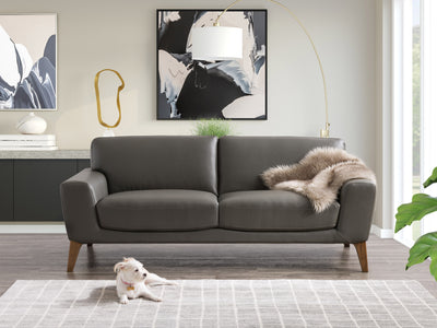 grey Faux Leather Sofa London collection lifestyle scene by CorLiving#color_grey
