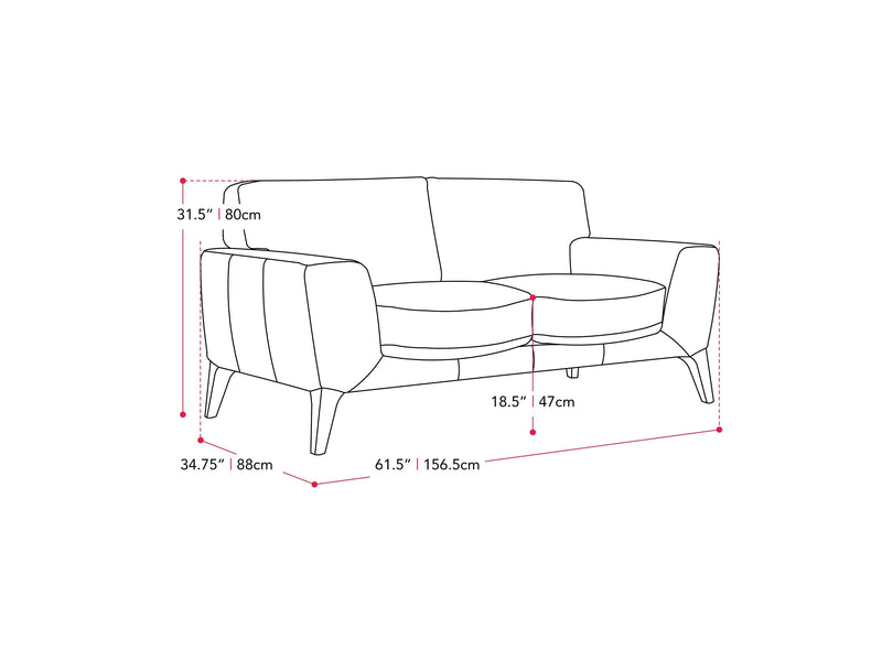 light grey London Loveseat London collection measurements diagram by CorLiving