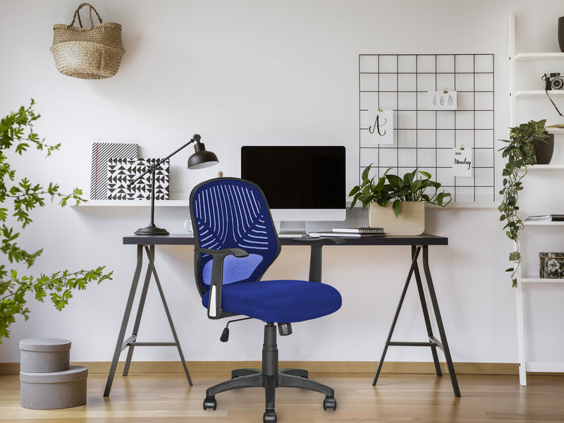 blue Mesh Office Chair Avery Collection lifestyle scene by CorLiving