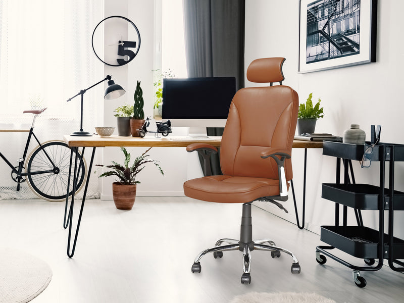 light brown Reclining Office Chair Brooks Collection lifestyle scene by CorLiving