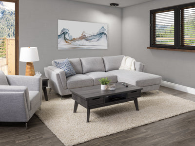 light grey L Shaped Sofa, Right Facing Lansing Collection lifestyle scene by CorLiving#color_lansing-light-grey