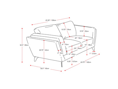 light grey 2 Seat Sofa Loveseat Lansing Collection measurements diagram by CorLiving#color_lansing-light-grey