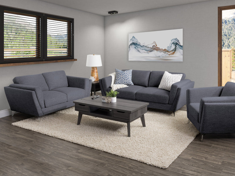 deep blue 3 Seater Sofa Lansing Collection lifestyle scene by CorLiving