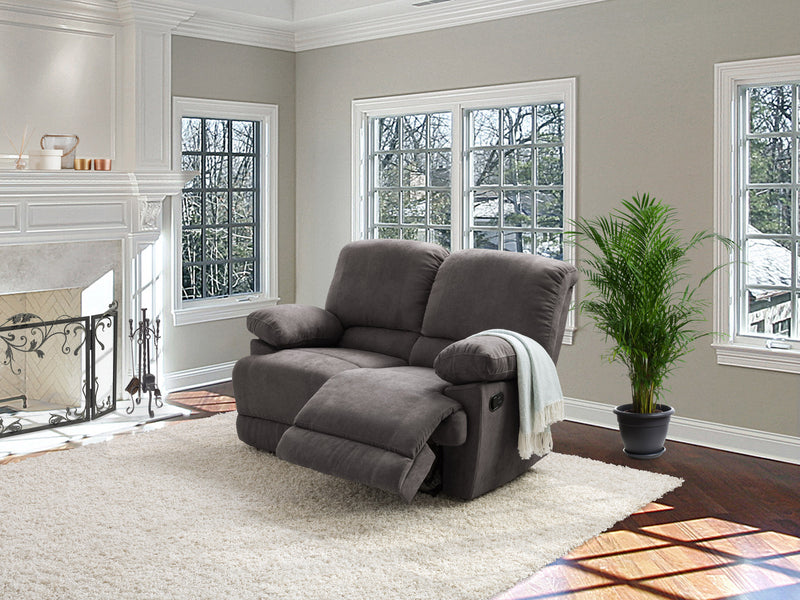 grey Reclining Loveseat Sofa Lea collection lifestyle scene by CorLiving