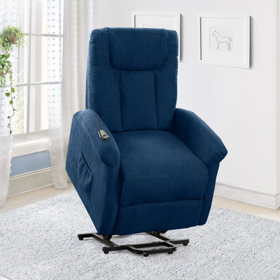 navy blue Power Lift Assist Recliner Arlington Collection lifestyle scene by CorLiving#color_navy-blue-1