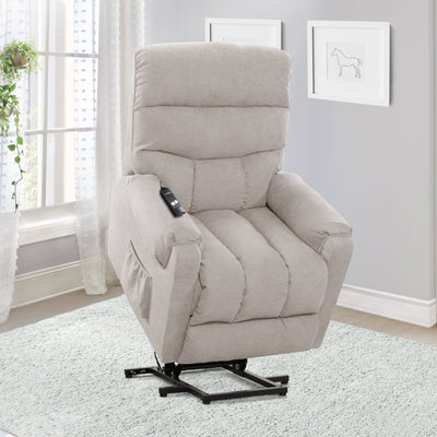 beige Power Lift Assist Recliner Dallas Collection lifestyle scene by CorLiving#color_beige