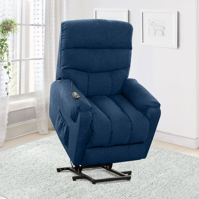 navy blue Power Lift Assist Recliner Dallas Collection lifestyle scene by CorLiving#color_navy-blue