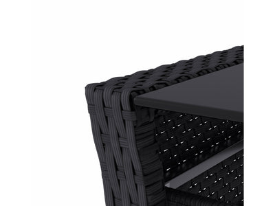 black Wicker Patio Set, 4pc Cascade Collection detail image by CorLiving#color_black