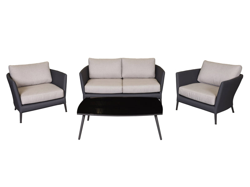 grey and black Metal Patio Conversation Set, 4pc Peregrine Collection product image by CorLiving