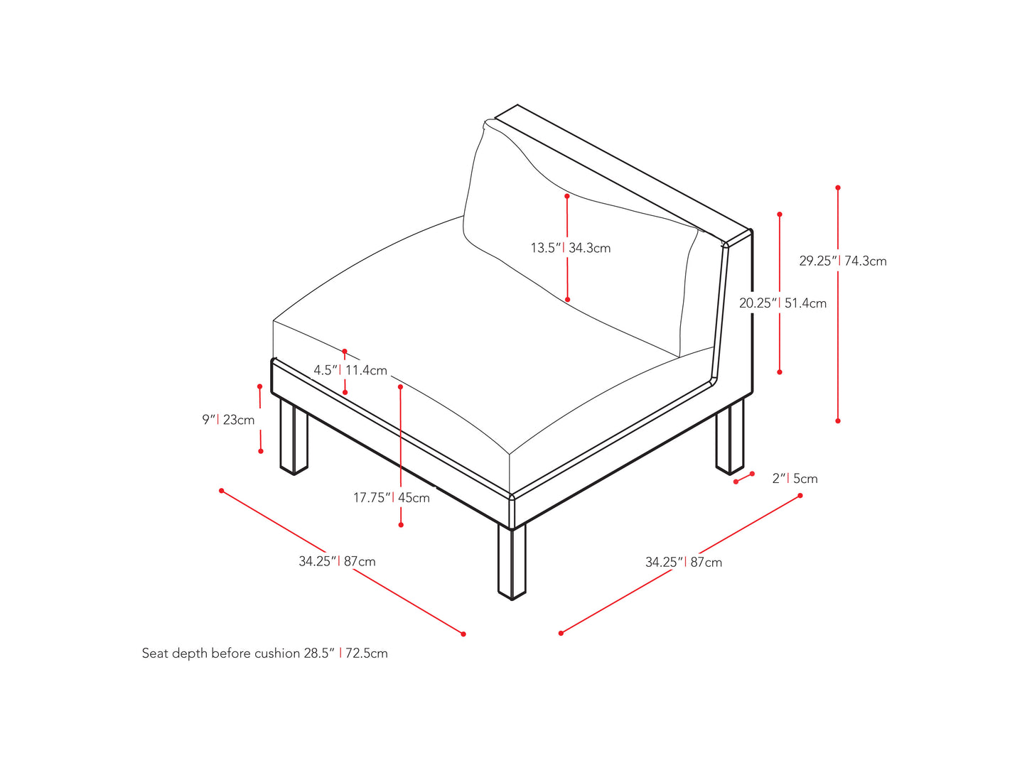 Modern patio chair with sleek black metal frame, wide armrests, and plush grey cushions. Perfect for outdoor seating, combining comfort and contemporary style. Durable and weather-resistant materials.