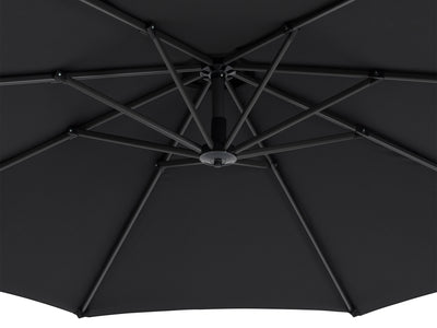 black cantilever patio umbrella with base Endure Collection detail image CorLiving#color_black