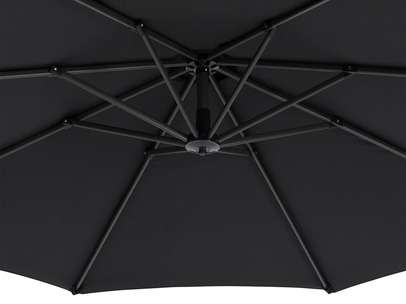 black cantilever patio umbrella with base Endure Collection detail image CorLiving