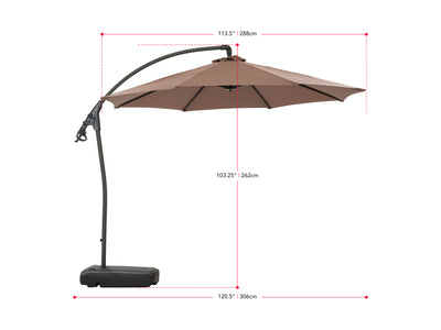 sand cantilever patio umbrella with base Endure Collection measurements diagram CorLiving#color_sand
