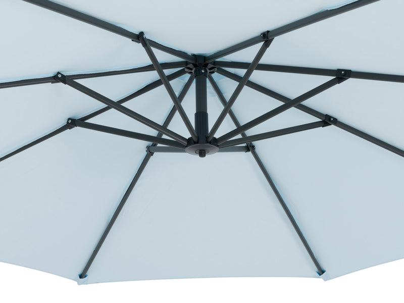 light blue cantilever patio umbrella with base Endure Collection detail image CorLiving
