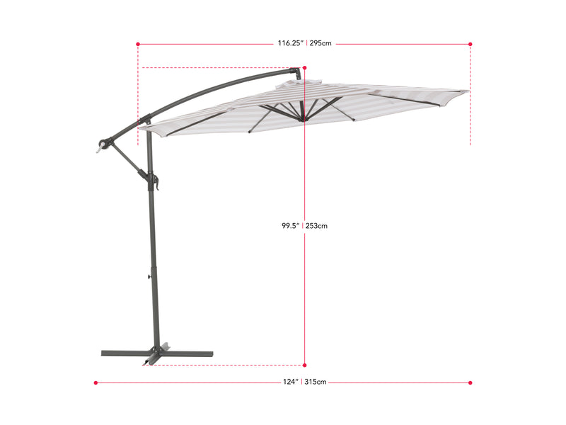 taupe and white offset patio umbrella 420 Series measurements diagram CorLiving