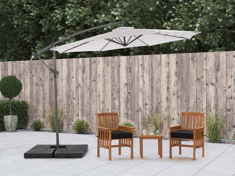 taupe and white offset patio umbrella 420 Series lifestyle scene CorLiving