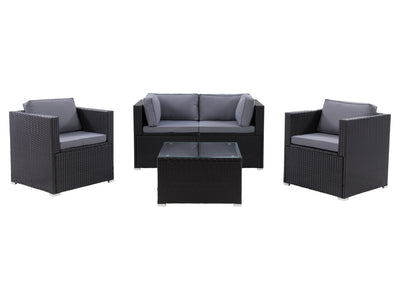 black and ash grey Outdoor Sofa Set, 5pc Parksville Collection product image by CorLiving#color_black-and-ash-grey