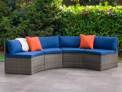 blended grey and oxford blue Curved Outdoor Sofa, 2pc Parksville Collection lifestyle scene by CorLiving#color_blended-grey-and-oxford-blue