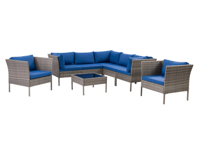 blended grey and oxford blue L Shaped Outdoor Sectional, 8pc Parksville Collection product image by CorLiving#color_blended-grey-and-oxford-blue