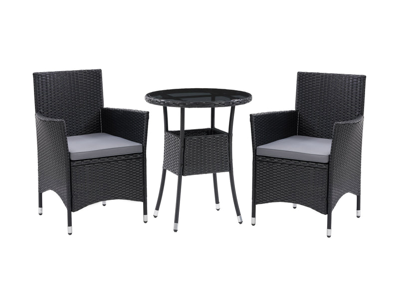 black and grey Patio Bistro Set, 3pc Parksville Collection product image by CorLiving