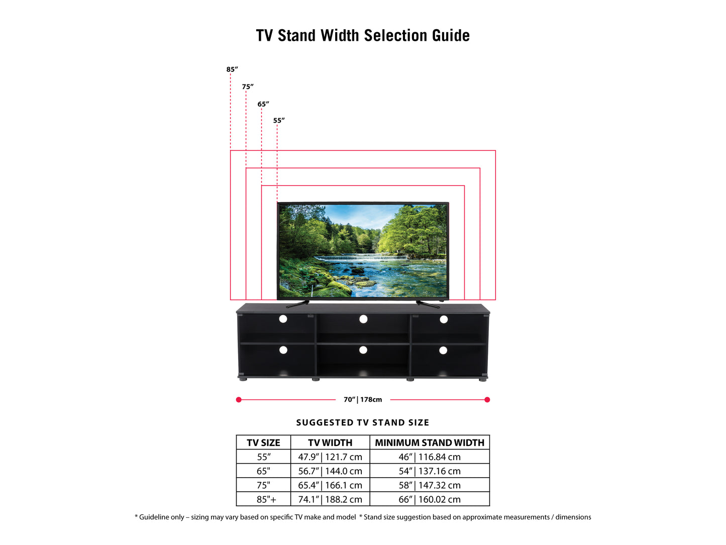 Modern TV stand with sleek black metal frame, tempered glass shelves, and wood accents, providing ample storage for media devices and decor. Ideal for contemporary living rooms and entertainment spaces.