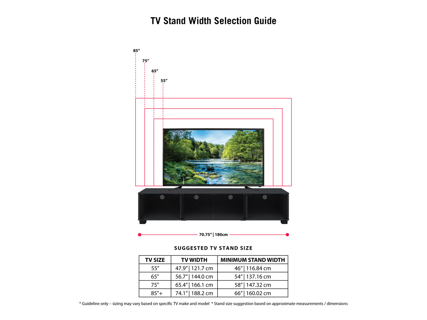Modern TV stand with sleek black metal frame, rustic brown wood shelves, and open storage design. Features cable management holes, adjustable feet for stability, and a contemporary industrial style perfect for living rooms.
