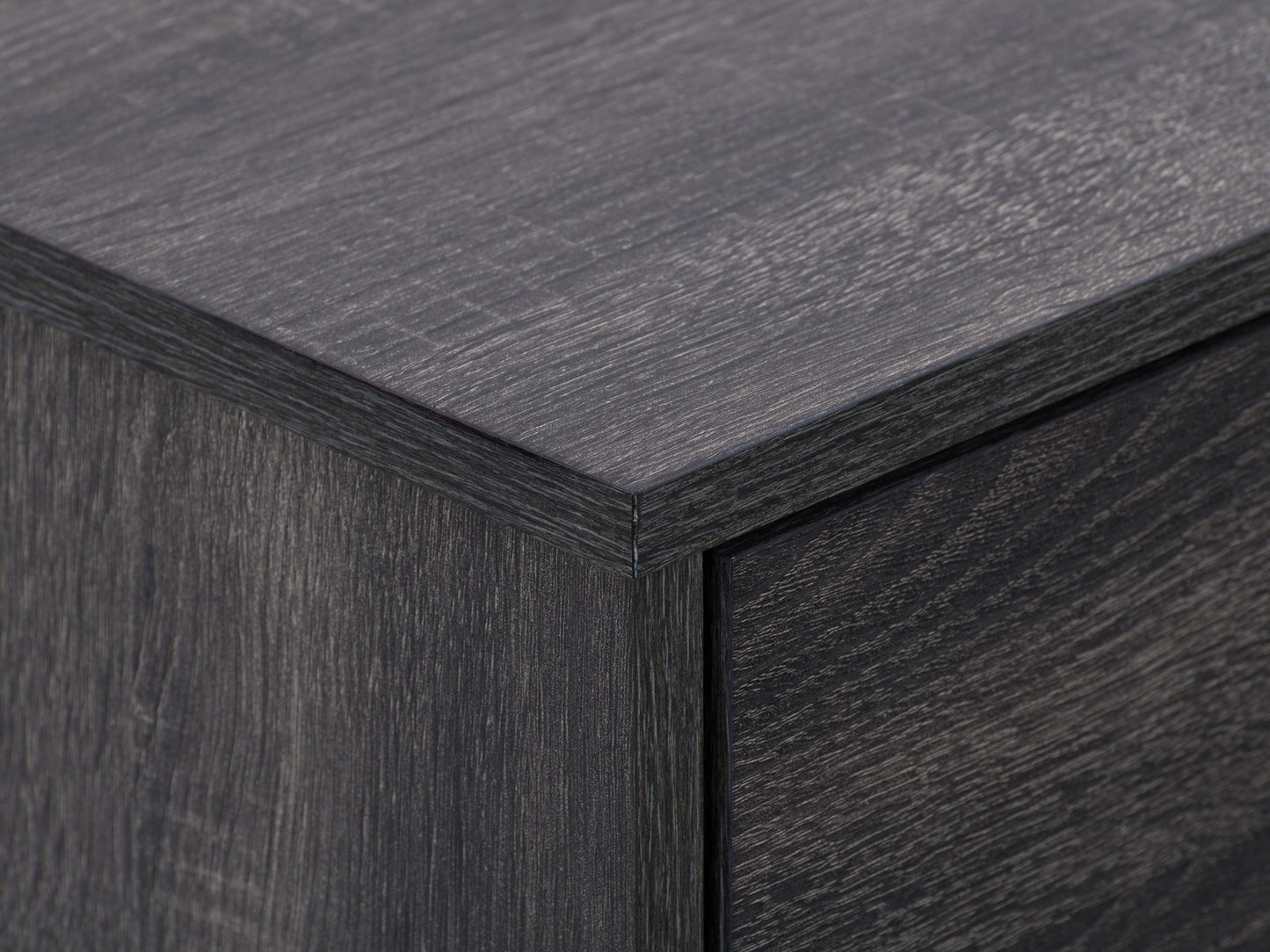 Modern TV stand for TVs up to 55 inches, featuring a sleek black finish, tempered glass shelves, and chrome accents.