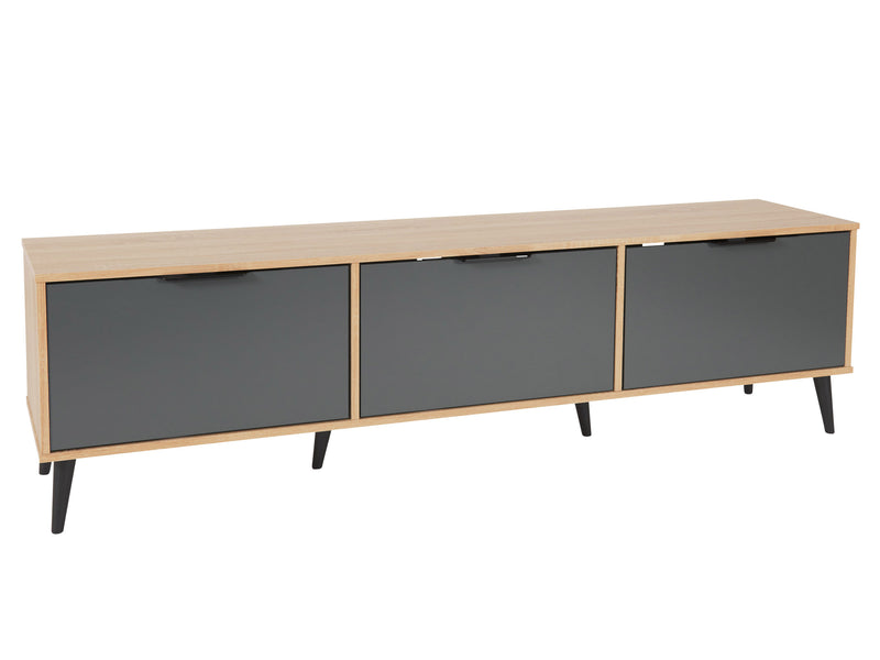 light wood and grey TV Bench with Cabinet Storage, TVs up to 85" Cole Collection product image by CorLiving