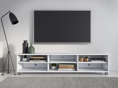 white Modern TV Stand for TVs up to 85" Hollywood Collection lifestyle scene by CorLiving#color_white
