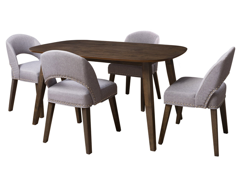 pewter grey and espresso Mid Century Modern Dining Set 5pc Tiffany Collection product image by CorLiving