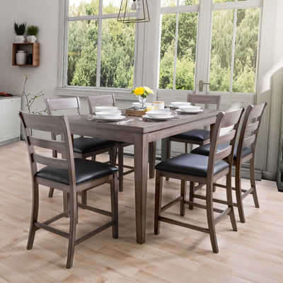 Grey Wood Dining Table, Counter Height New York Collection lifestyle scene by CorLiving#color_new-york-washed-grey
