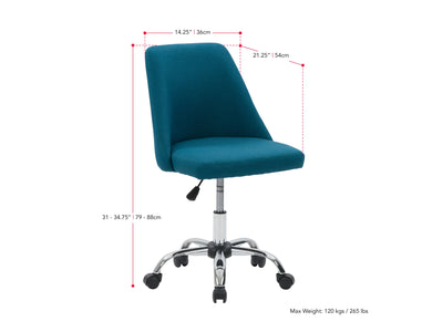 dark blue Armless Task Chair Marlowe Collection measurements diagram by CorLiving#color_dark-blue