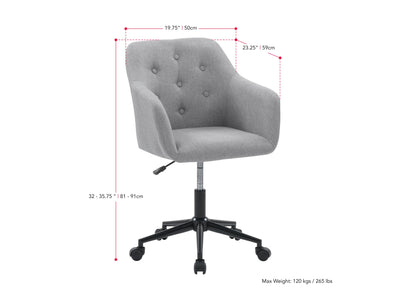 light grey Task Chair with Arms Natasha Collection measurements diagram by CorLiving#color_light-grey