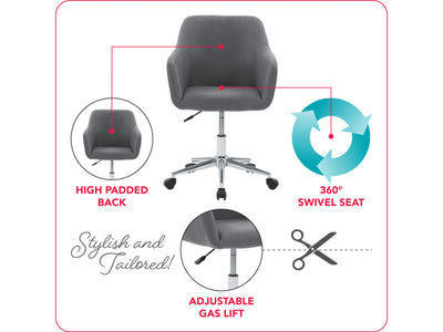grey Task Chair with Arms Marlowe Collection infographic by CorLiving#color_grey