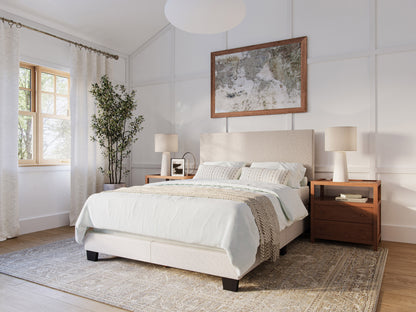 Modern Minimalist Upholstered Full Bed, Beige