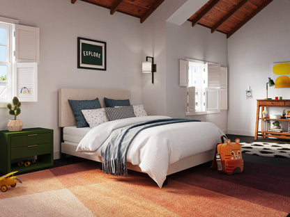 Modern Minimalist Upholstered Full Bed, Beige