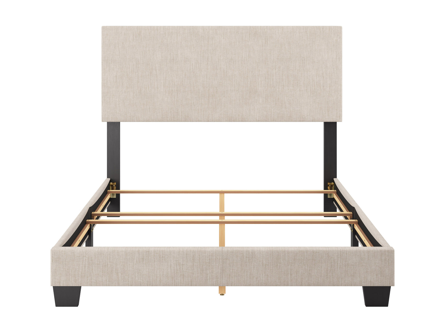 Modern Minimalist Upholstered Full Bed, Beige