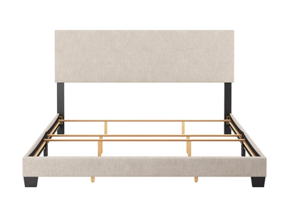Modern Minimalist Upholstered King Bed, Beige