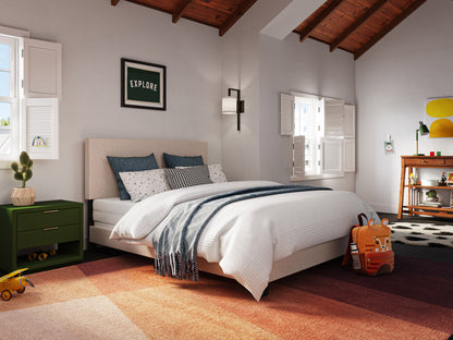 Modern Minimalist Upholstered Queen Bed, Beige