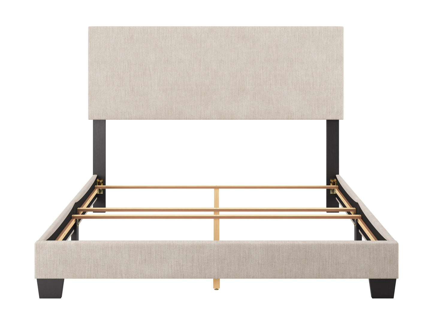 Modern Minimalist Upholstered Queen Bed, Beige