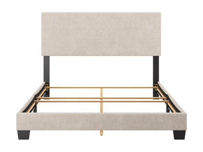 Modern Minimalist Upholstered Queen Bed, Beige