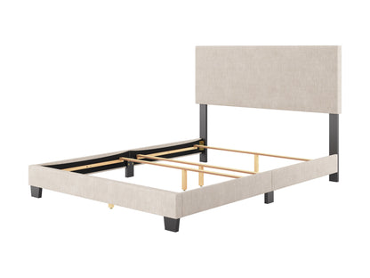 Modern Minimalist Upholstered Queen Bed, Beige