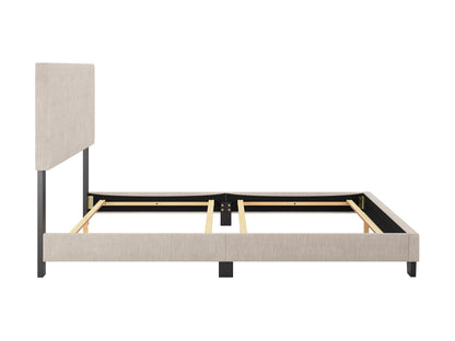 Modern Minimalist Upholstered Queen Bed, Beige