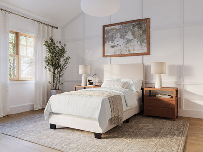 Modern Minimalist Upholstered Single Bed, Beige
