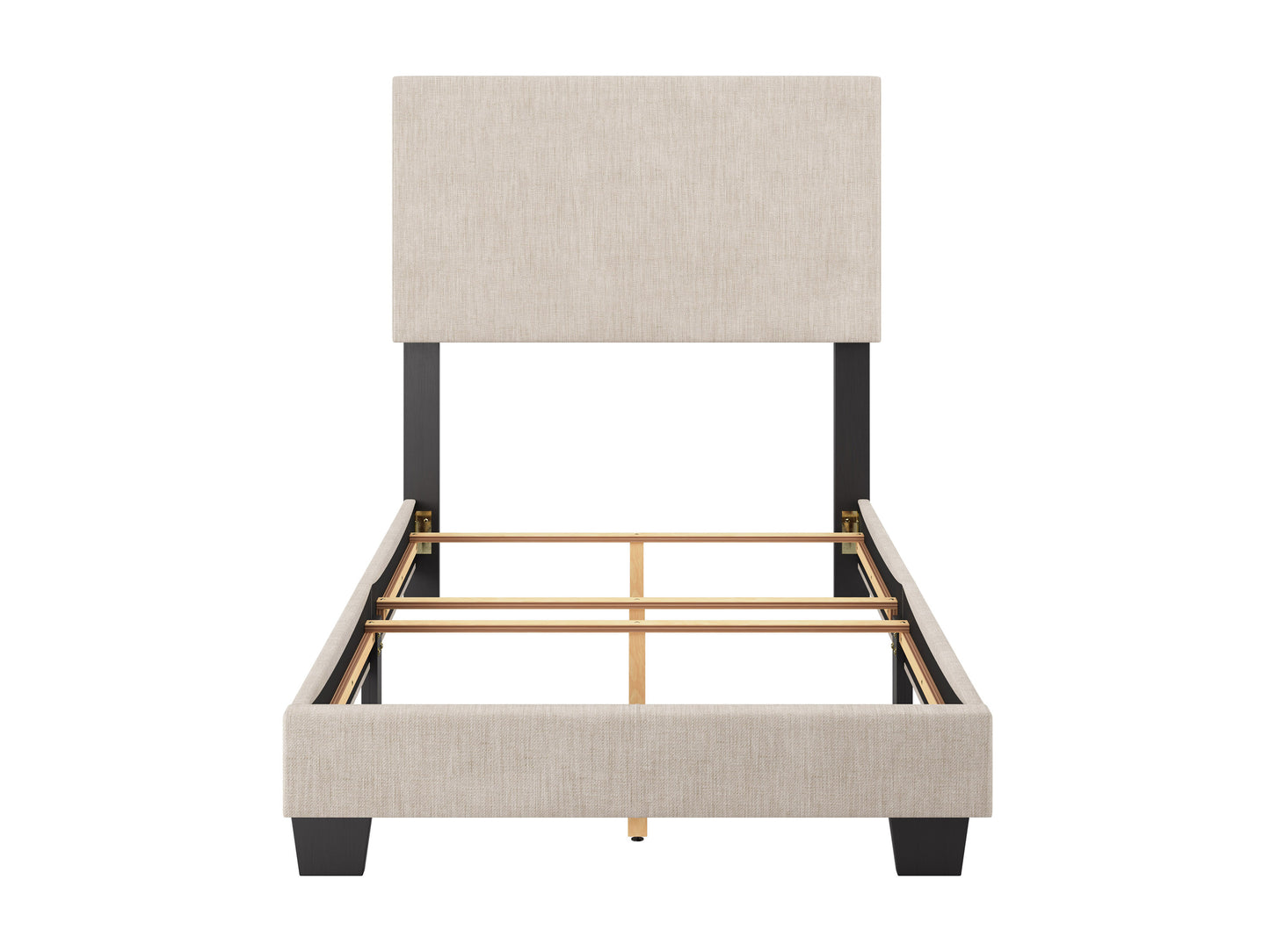 Modern Minimalist Upholstered Single Bed, Beige