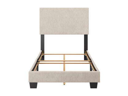 Modern Minimalist Upholstered Single Bed, Beige