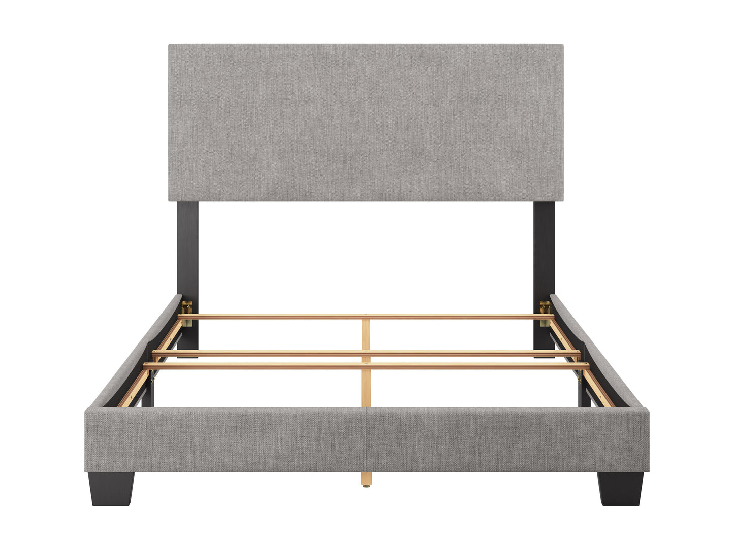 Modern Minimalist Upholstered Full Bed, Light Gray