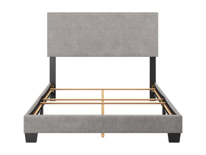 Modern Minimalist Upholstered Full Bed, Light Gray