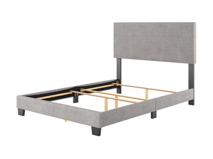 Modern Minimalist Upholstered Full Bed, Light Gray